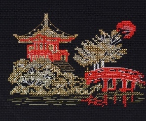 Vintage Golden Bee Stitchery 'The Torii" #709 Oriental Embroidery Kit 1977 NEW 